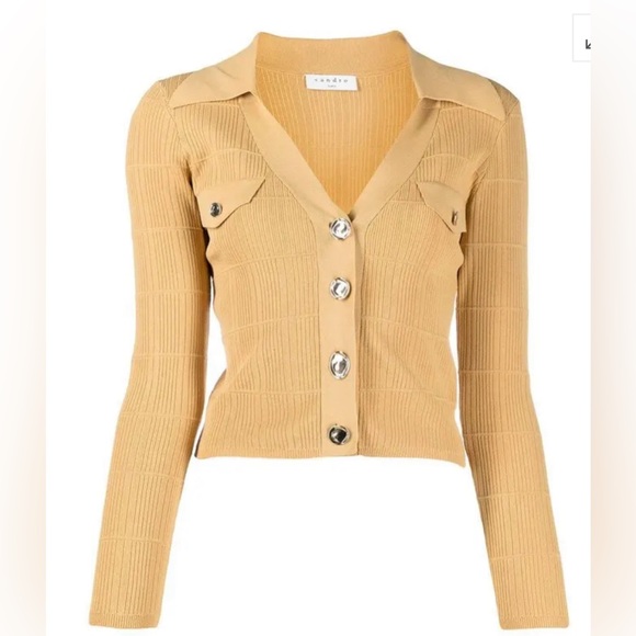 NWT SANDRO PARIS Suzie Cardigan - Camel Yellow - Picture 5 of 8